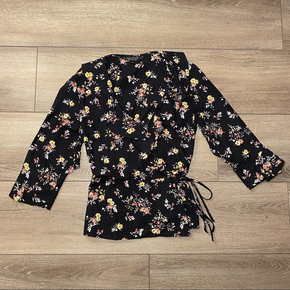 Topshop floral tie top